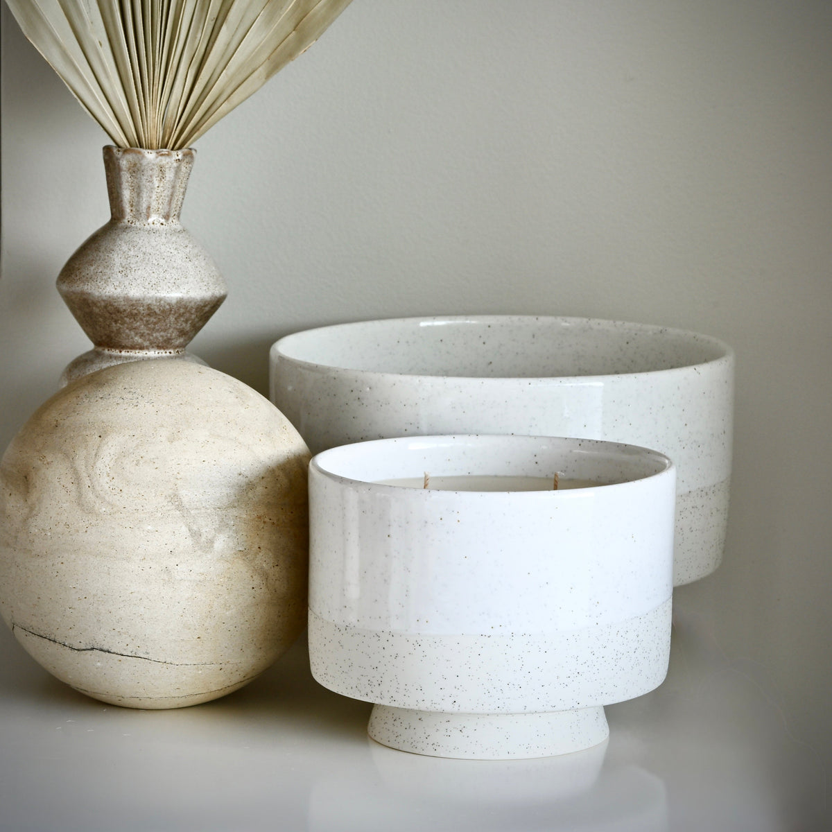 Extra large Designer artisan handcrafted ceramic statement piece with perfume grade and natural soy wax candle